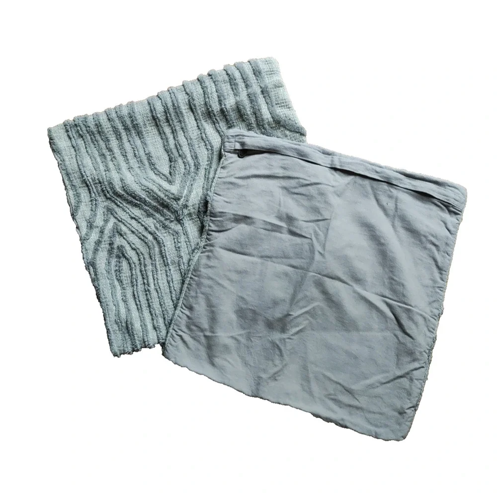 (2) Pier 1 Imports Throw Pillows Covers Shams Gray Cotton Geometric Textured